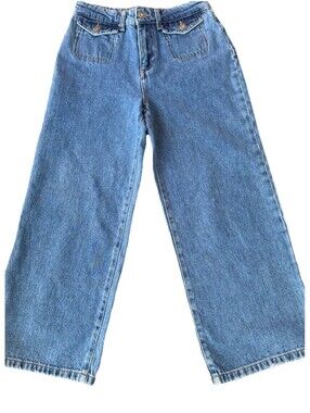 Oliver Bonas Barrel Wide Leg Crop Jeans Womens sz 2 High Rise Retro London Style